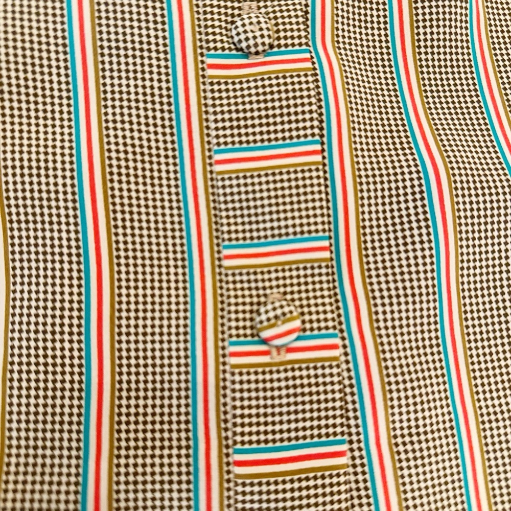 Doncaster Striped Button-Front Maxi Dress in Olive and Red - Picture 3 of 4